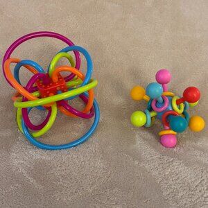 MANHATTAN TOYS Winkel Rattle/Teether and Atom Rattle/Teether for Ages 0+ months